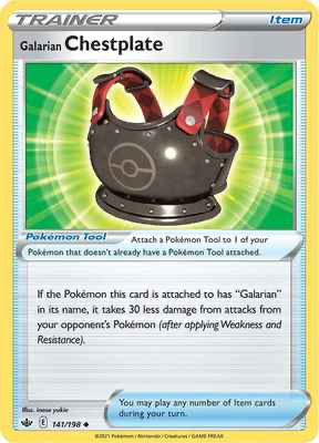 SWSH Chilling Reign 141/198 Galarian Chestplate Reverse Holo