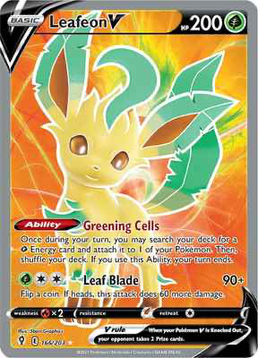 SWSH Evolving Skies 166/203 Leafeon V Full Art