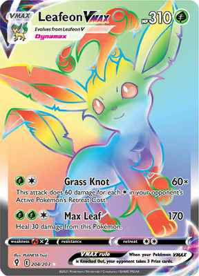 SWSH Evolving Skies 204/203 Leafeon Vmax Rainbow Rare