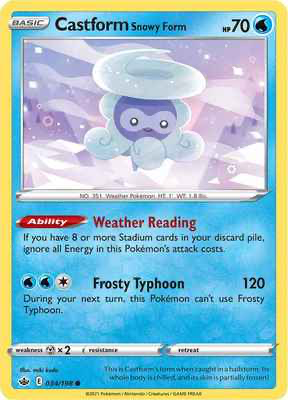 SWSH Chilling Reign 034/198 Castform Snowy Form Reverse Holo