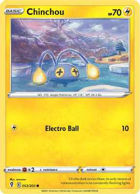 SWSH Evolving Skies 052/203 Chinchou Reverse Holo