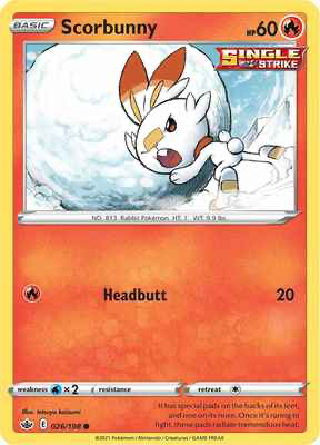 SWSH Chilling Reign 026/198 Scorbunny Reverse Holo
