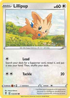 SWSH Evolving Skies 133/203 Lillipup Reverse Holo