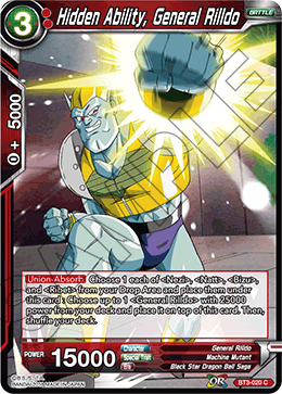 DBS Cross Worlds BT3-020 Hidden Ability, General Rilldo Foil