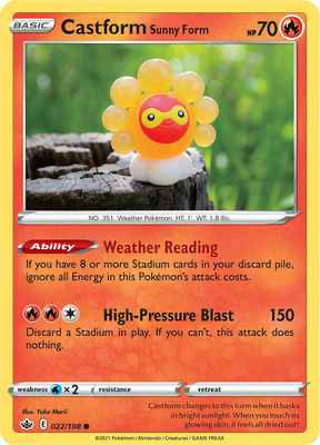SWSH Chilling Reign 022/198 Castform Sunny Form Reverse Holo