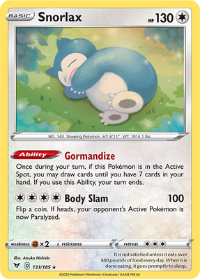 SWSH Vivid Voltage 131/185 Snorlax Reverse Holo