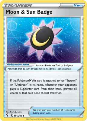 SWSH Evolving Skies 151/203 Moon & Sun Badge