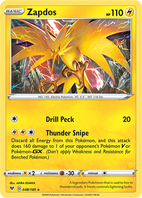 SWSH Vivid Voltage 048/185 Zapdos Holo Rare
