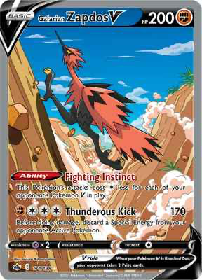 SWSH Chilling Reign 174/198 Galarian Zapdos V Alternate Art