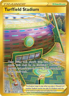 SWSH Evolving Skies 234/203 Turrfield Stadium Secret Rare