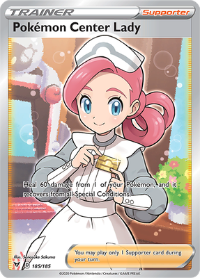 SWSH Vivid Voltage 185/185 Pokemon Center Lady Full Art