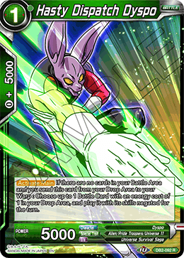 DBS Draft Box 5: Divine Multiverse DB2-092 Hasty Dispatch Dyspo Foil
