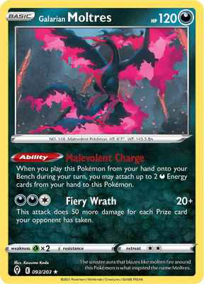 SWSH Evolving Skies 093/203 Galarian Moltres Reverse Holo