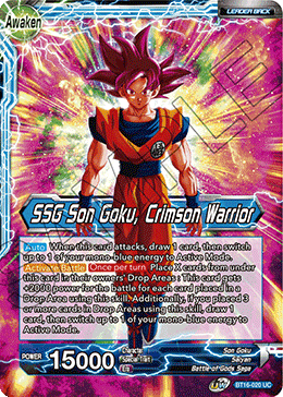 DBS Realm of the Gods BT16-020 Son Goku / SSG Son Goku, Crimson Warrior (Leader)