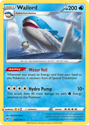 SWSH Vivid Voltage 032/185 Wailord Holo Rare