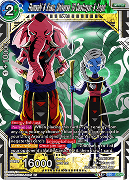 DBS Draft Box 5: Divine Multiverse DB2-173 Rumsshi & Kusu, Universe 10 Destroyer & Angel (DAR)