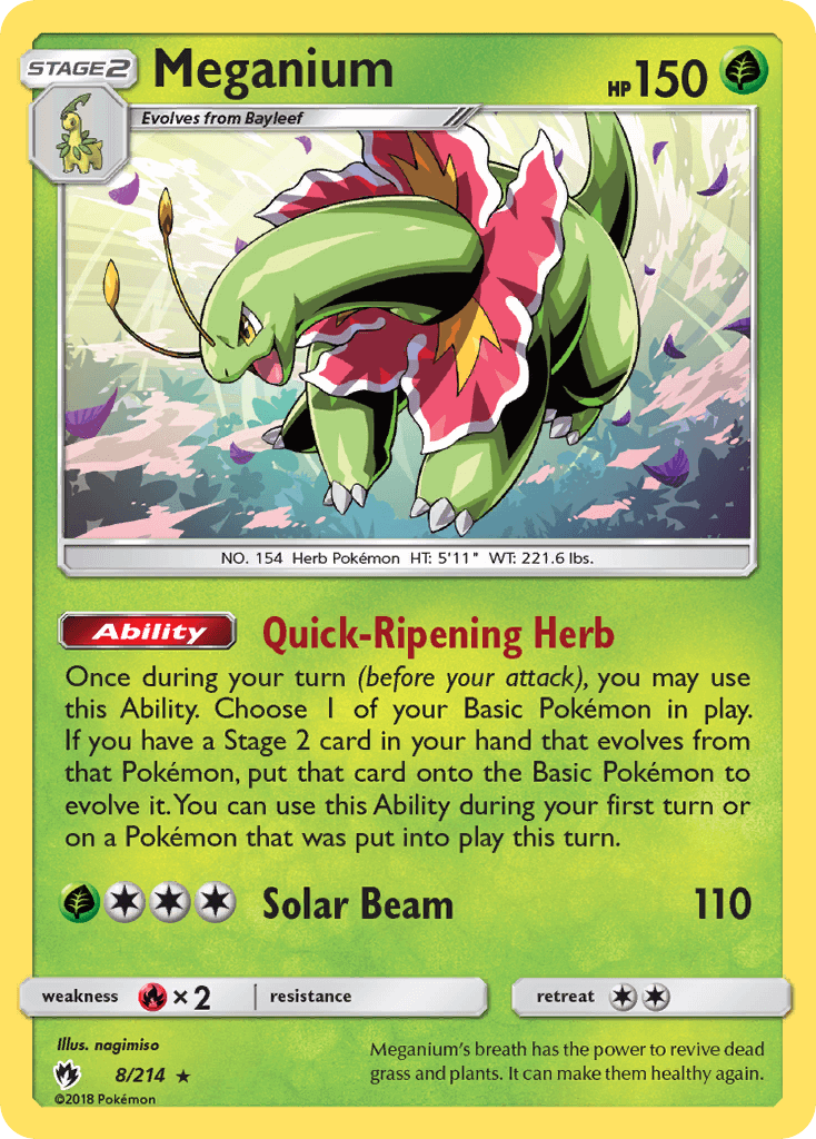 SM Lost Thunder 008/214 Meganium Holo Rare