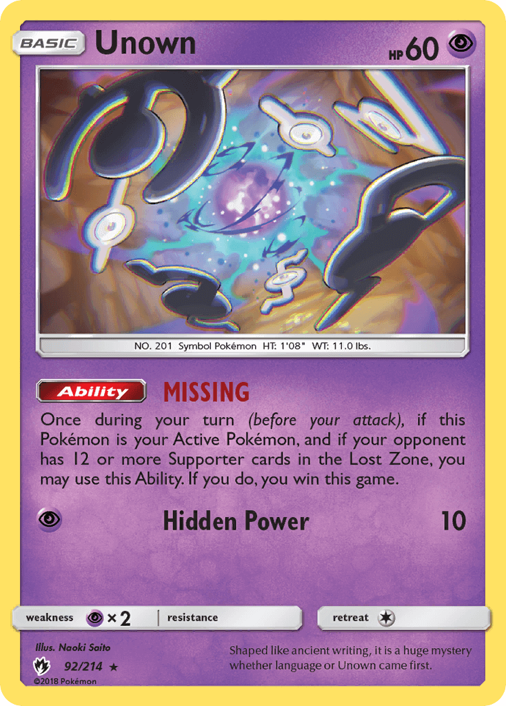 SM Lost Thunder 092/214 Unown