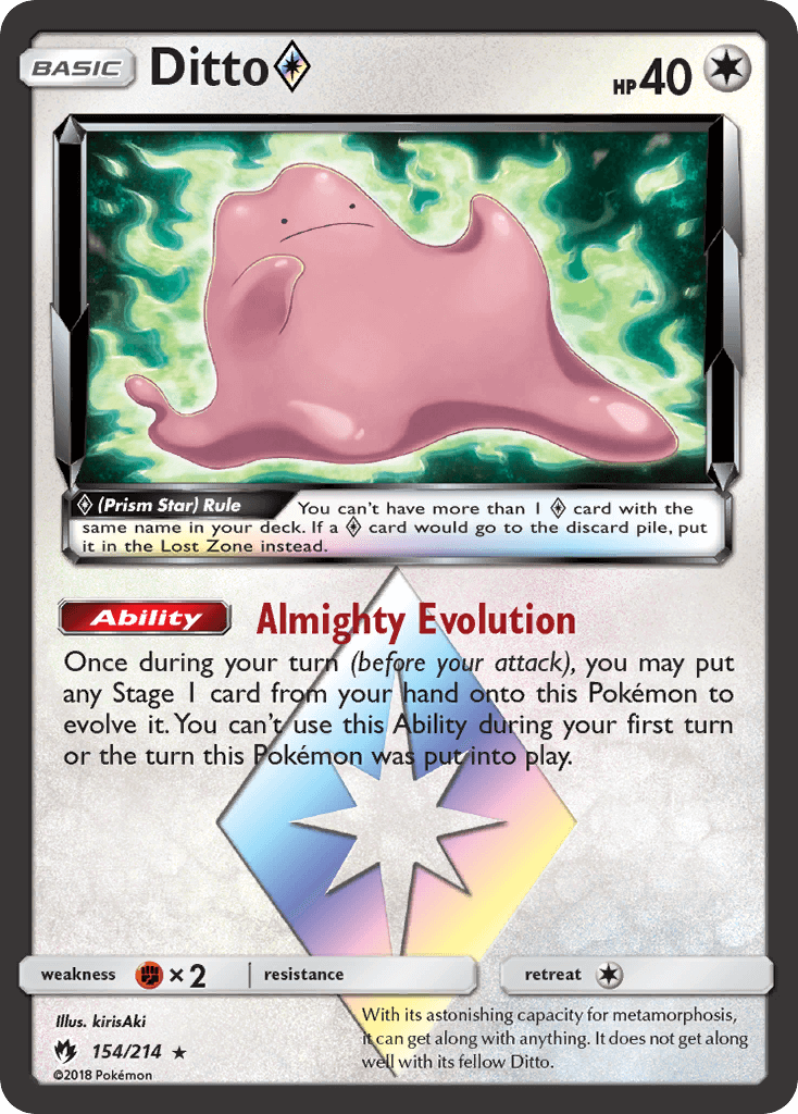 SM Lost Thunder 154/214 Ditto Prism Star