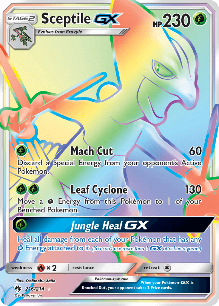 SM Lost Thunder 216/214 Sceptile GX Rainbow Rare