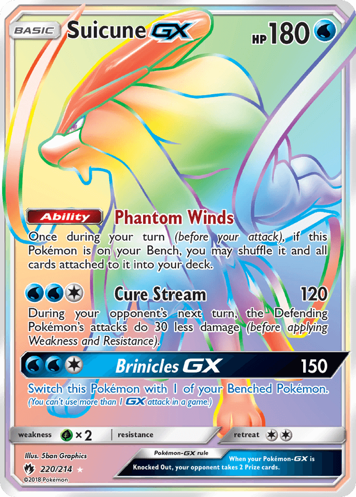 SM Lost Thunder 220/214 Suicune GX Rainbow Rare