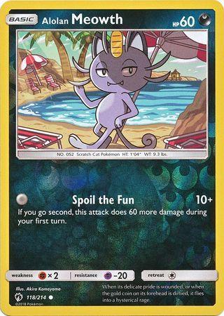 SM Lost Thunder 118/214 Alolan Meowth Reverse Holo