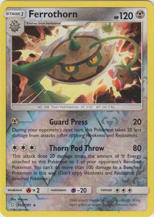 SM Team Up 103/181 Ferrothorn Reverse Holo