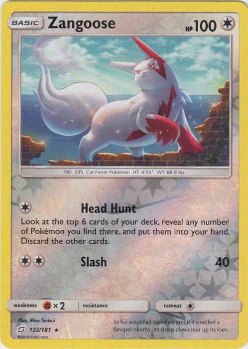 SM Team Up 132/181 Zangoose Reverse Rare
