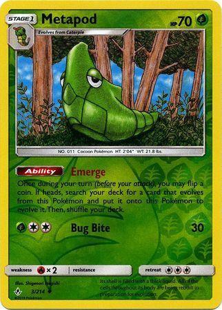 SM Unbroken Bonds 003/214 Metapod Reverse Holo