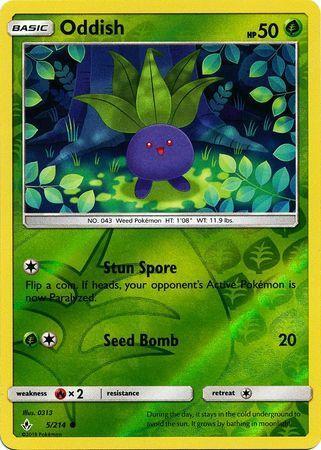 SM Unbroken Bonds 005/214 Oddish Reverse Holo
