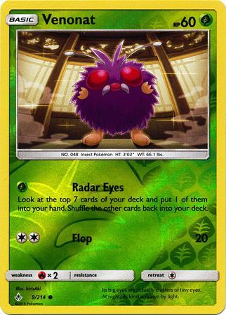 SM Unbroken Bonds 009/214 Venonat Reverse Holo