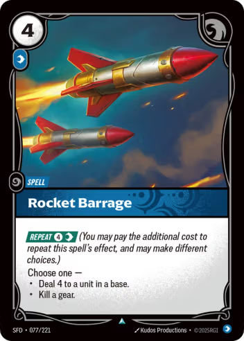 Riftbound Spiritforged 077/221 Rocket Barrage Foil