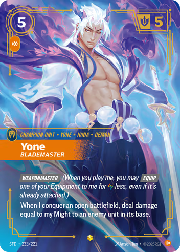 Riftbound Spiritforged 233/221 Yone Blademaster (Showcase)