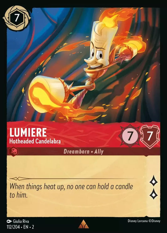 Lorcana Rise of the Floodborn 112/204 Lumiere Hotheaded Candelabra Foil