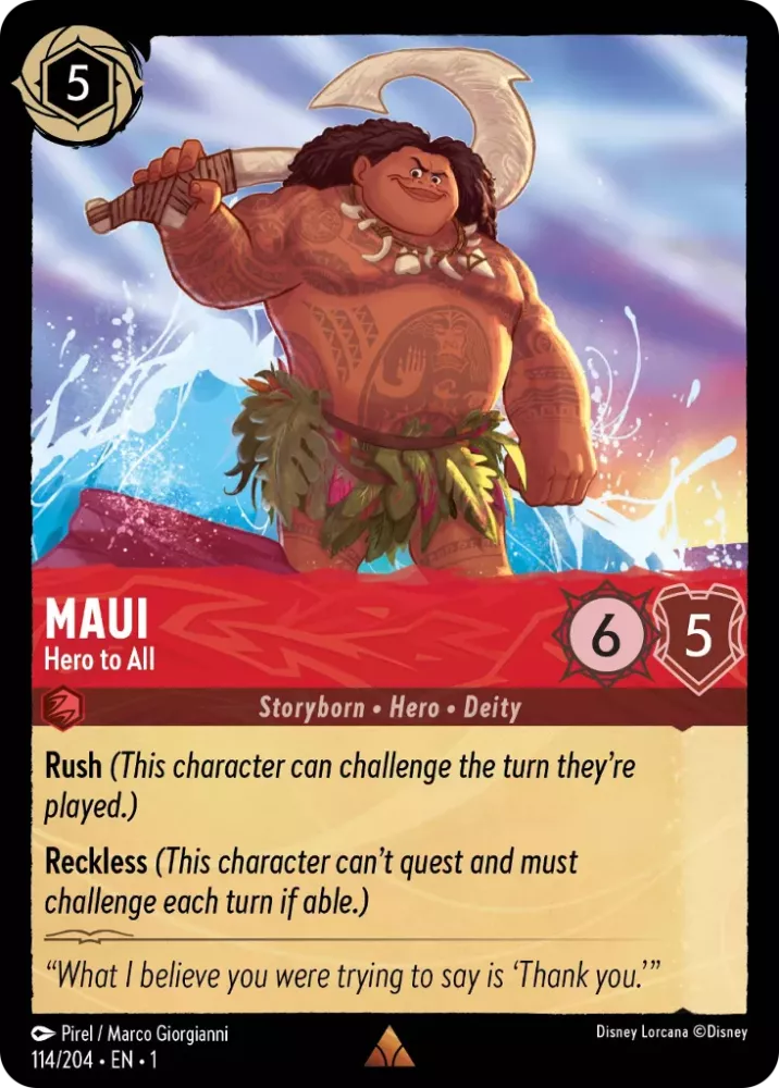 Lorcana The First Chapter 114/204 Maui Hero to All Foil