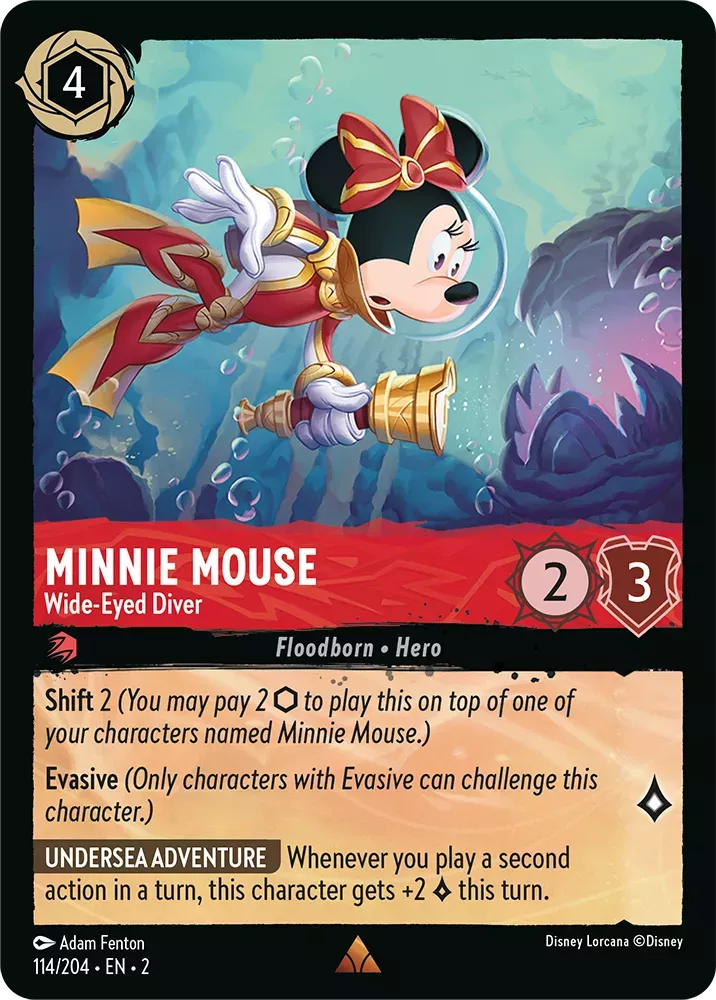 Lorcana Rise of the Floodborn 114/204 Minnie Mouse Wide-Eyed Diver