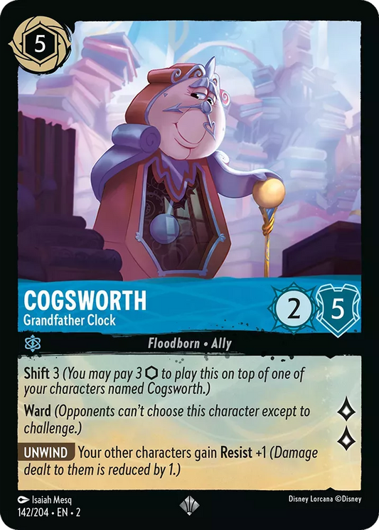 Lorcana Rise of the Floodborn 142/204 Cogsworth Grandfather Clock Foil