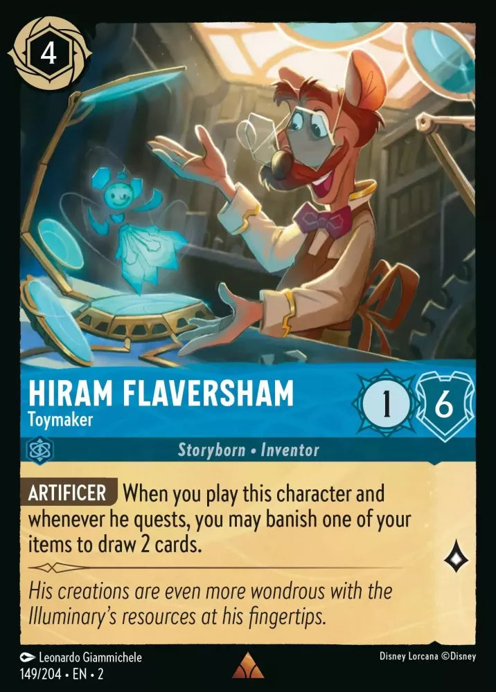 Lorcana Rise of the Floodborn 149/204 Hiram Flaversham Toymaker Foil