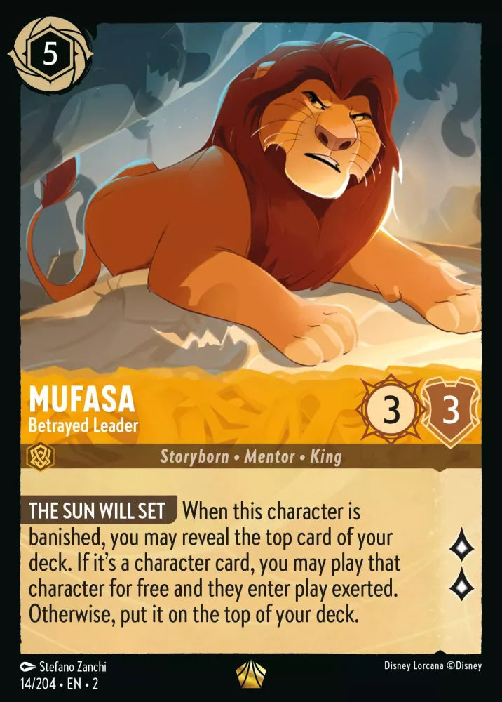 Lorcana Rise of the Floodborn 014/204 Mufasa Betrayed Leader Foil