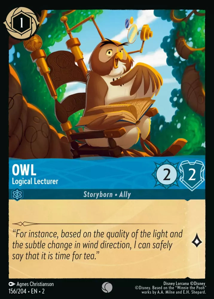 Lorcana Rise of the Floodborn 156/204 Owl Logical Lecturer