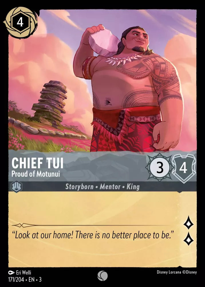 Lorcana Into the Inklands 171/204 Chief Tui Proud of Motunui Foil