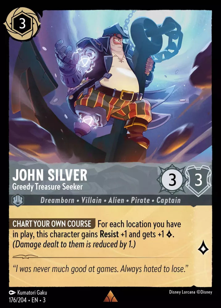 Lorcana Into the Inklands 176/204 John Silver Greedy Treasure Seeker
