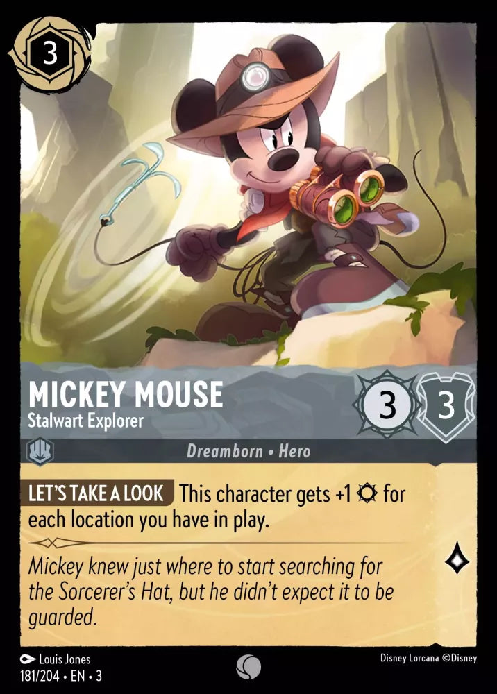 Lorcana Into the Inklands 181/204 Mickey Mouse Stalwart Explorer Foil