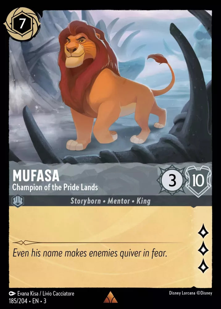 Lorcana Into the Inklands 185/204 Mufasa Champion of the Pride Lands Foil