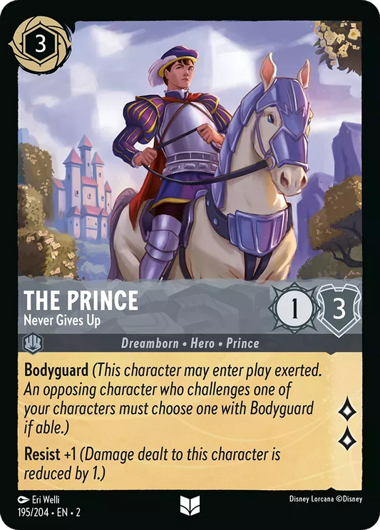 Lorcana Rise of the Floodborn 195/204 The Prince Never Gives Up Foil