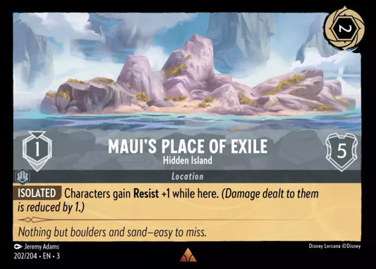 Lorcana Into the Inklands 202/204 Maui's Place of Exile Hidden Island Foil