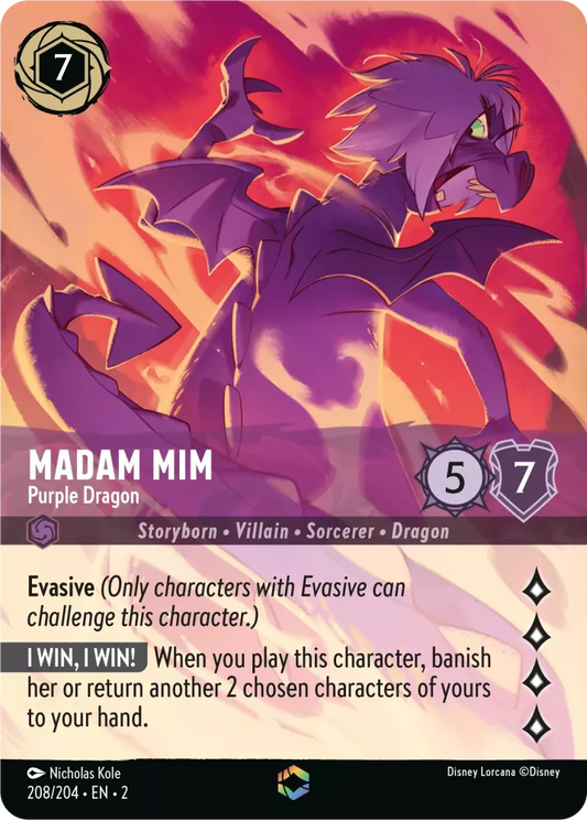 Lorcana Rise of the Floodborn 208/204 Madam Mim Purple Dragon Enchanted Rare