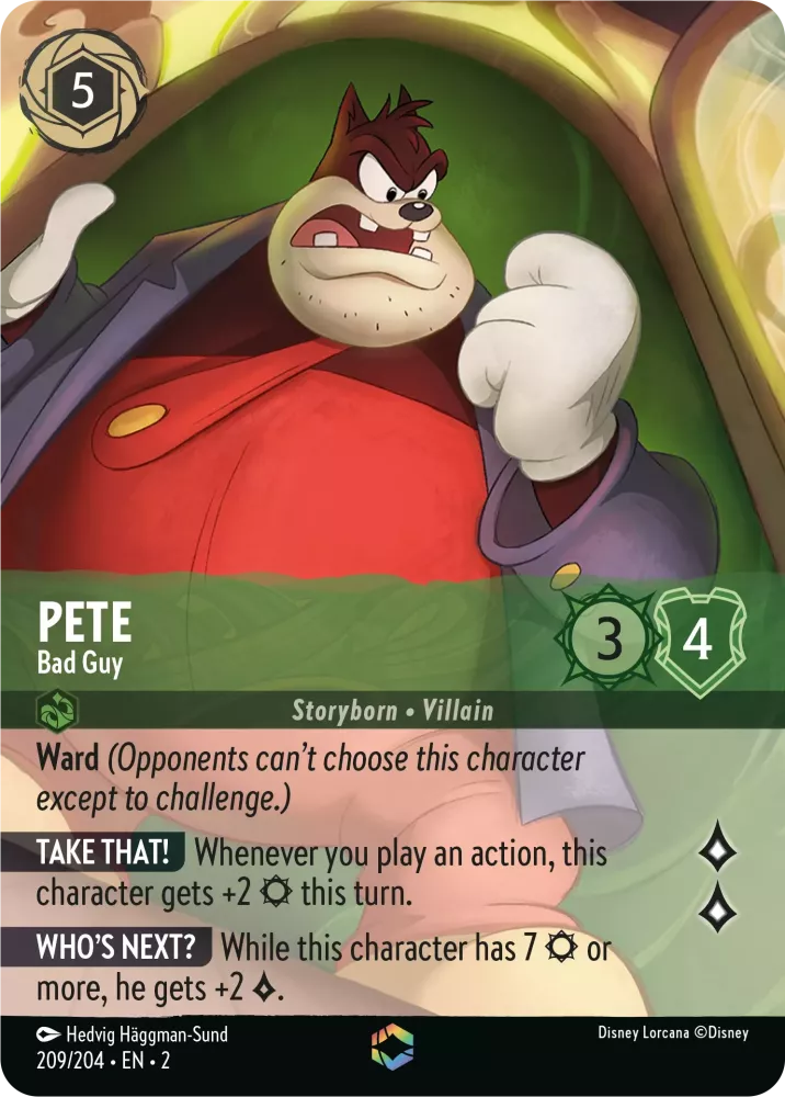 Lorcana Rise of the Floodborn 209/204 Pete Bad Guy Enchanted Rare
