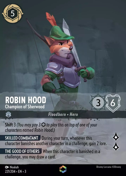 Lorcana Into the Inklands 221/204 Robin Hood Champion of Sherwood Enchanted Rare