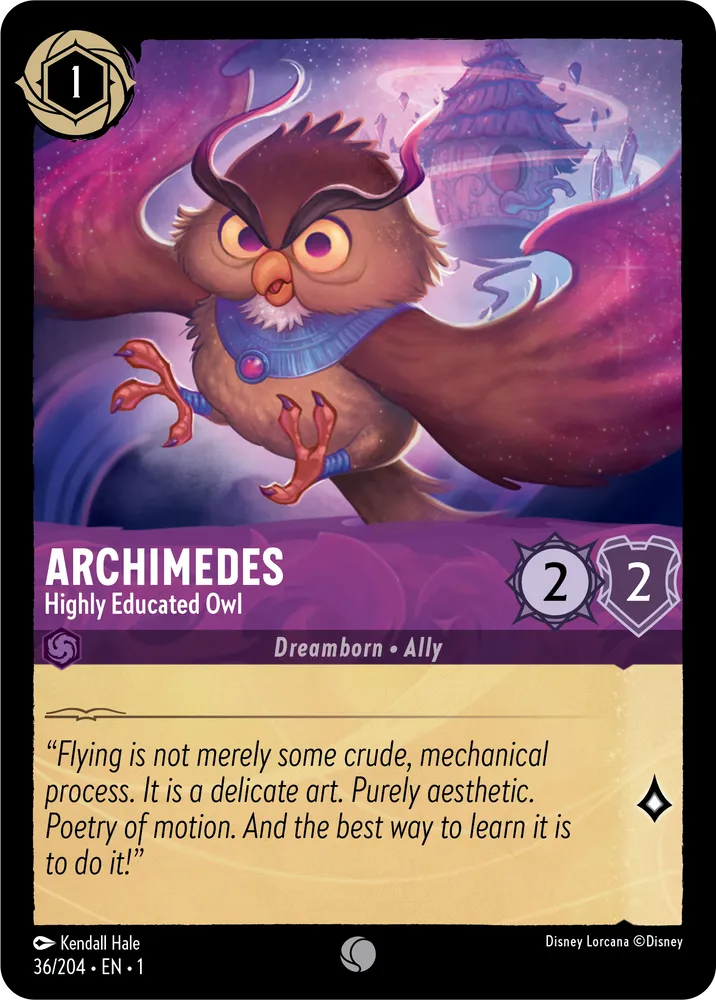 Lorcana The First Chapter 036/204 Archimedes Highly Educated Owl Foil